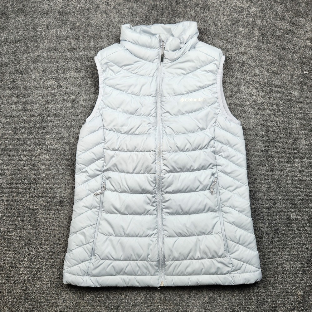 Columbia Puffer Vest‎ Womens Small Silver Quilted Insulated Full Zip Outdoor